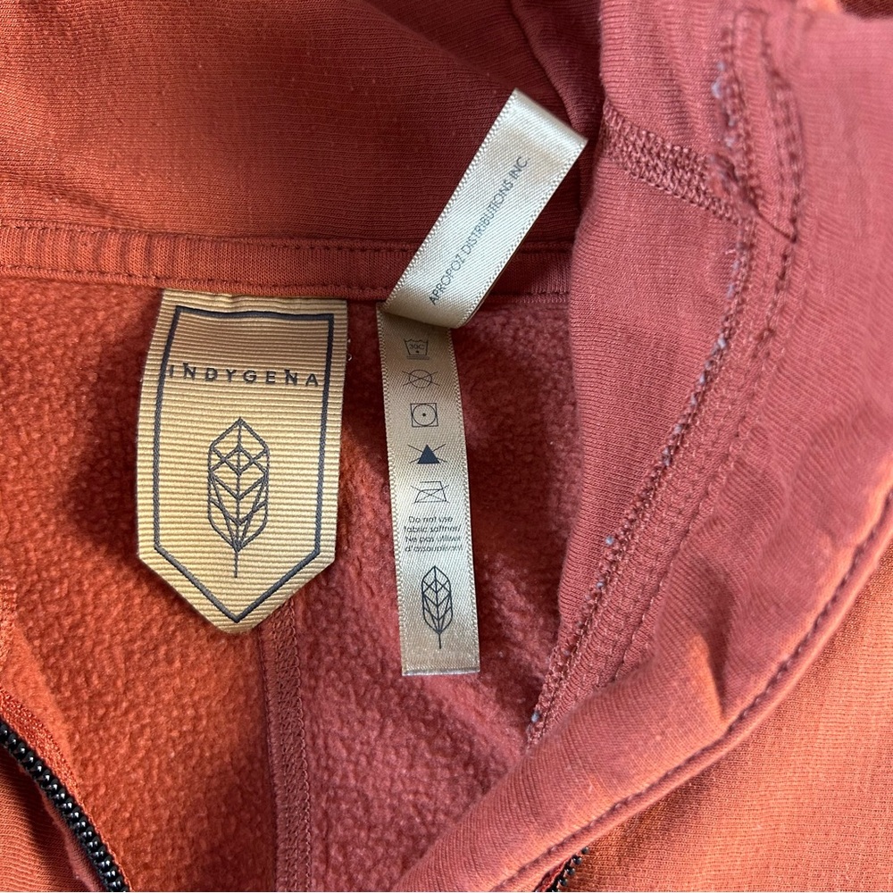 Indygena Women’s Long Sleeve, Hooded Rust Orange Hooded Fleece Sweatshirt,SizeM - Picture 4 of 16